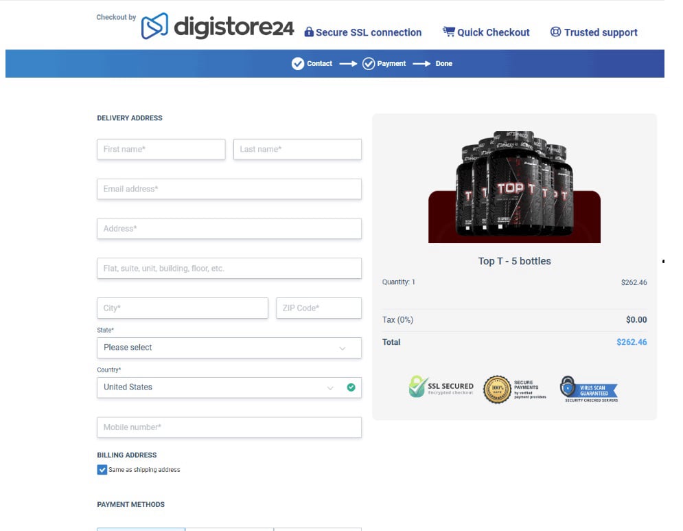 Digistore Checkout page 